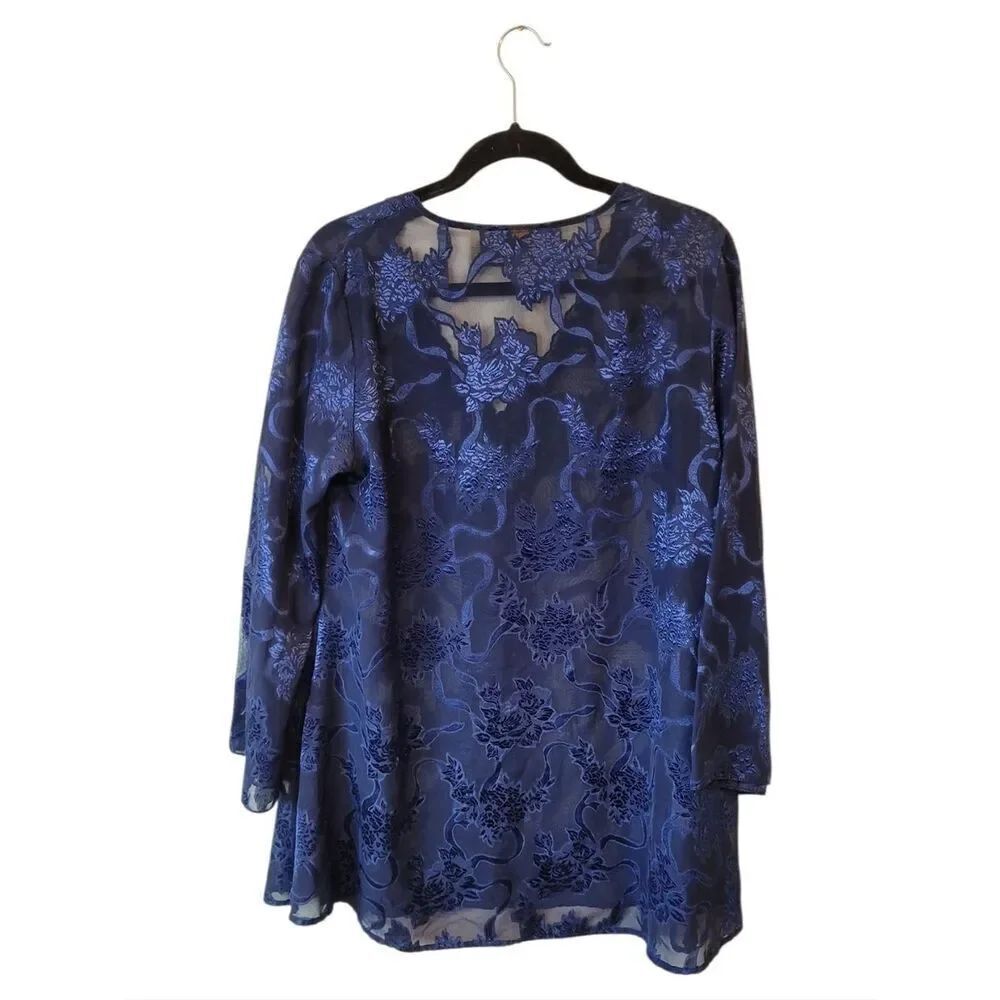 Vintage Victoria's Secret Gold Label Blue Floral Sheer Night Shirt Women's SZ PS - Picture 2 of 7
